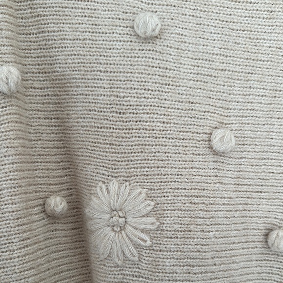 Beige Floral Knit Sweater - Picture 2 of 4